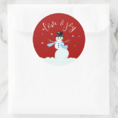 Snowman Liebe n Joy Red Christmas Umschlag Aufkleb Runder Aufkleber (Tasche)
