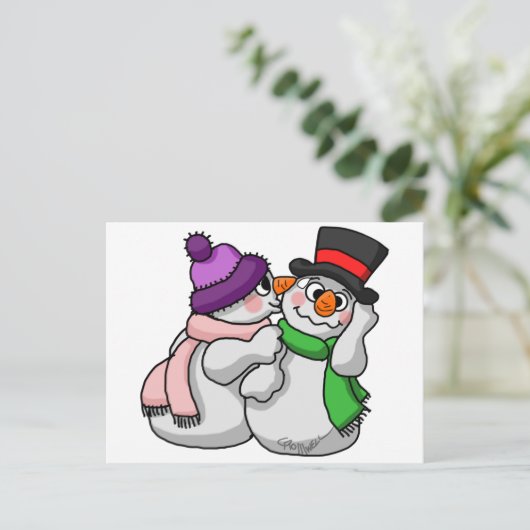 Snowman-Liebe Postkarte (Stehend Vorderseite)