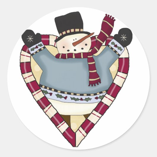 Snowman Liebe T - Shirt und Geschenke Runder Aufkleber (Vorderseite)