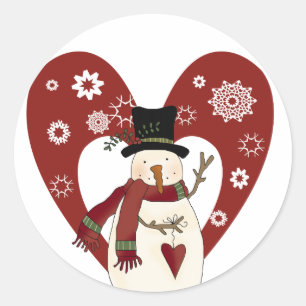 Snowman Lieben Schnee T - Shirt und Geschenke Runder Aufkleber