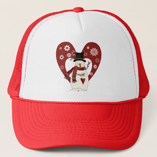 Snowman Lieben Schnee T - Shirt und Geschenke Truckerkappe (Vorderseite)