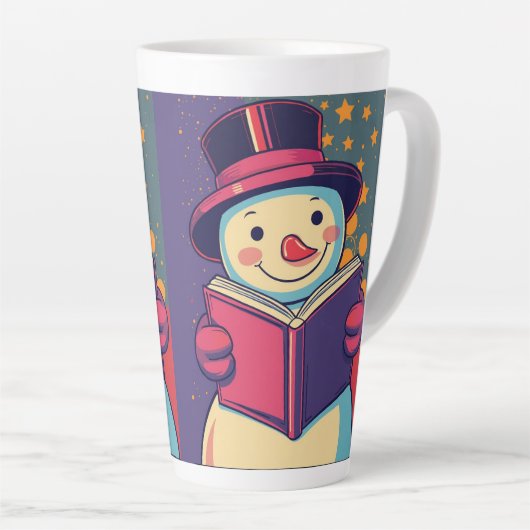 Snowman liest gerne ein Buch, schöne Geschichten Milchtasse (Rechte Ecke)