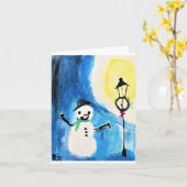 Snowman & Lightpost Karte (Gelbe Blume)