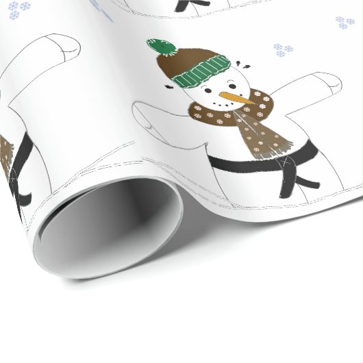 Snowman macht Kampfkunst Geschenkpapier (Rolleneckpunkt)