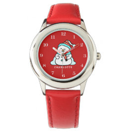 Snowman | Mädchen Name Red Kids Armbanduhr