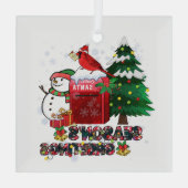 Snowman Mailbox-Kardinal der Jahreszeit Ornament Aus Glas (Rückseite)