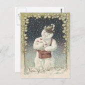 Snowman Mailman Letter Snow Kleeblatt Postkarte (Vorne/Hinten)