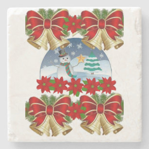 Snowman Marble Stone Untersetzer Weihnachten