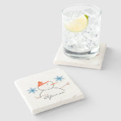 Snowman Marble Stone Untersetzer Weihnachten (Seitenansicht)