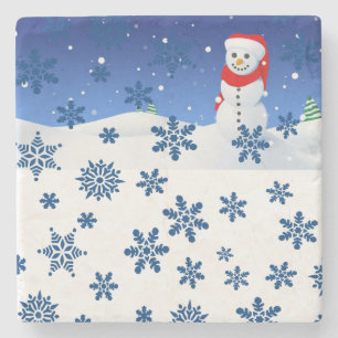 Snowman Marble Stone Untersetzer Weihnachten