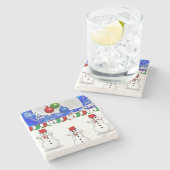 Snowman Marble Stone Untersetzer Weihnachten (Seitenansicht)