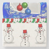 Snowman Marble Stone Untersetzer Weihnachten (Vorderseite)