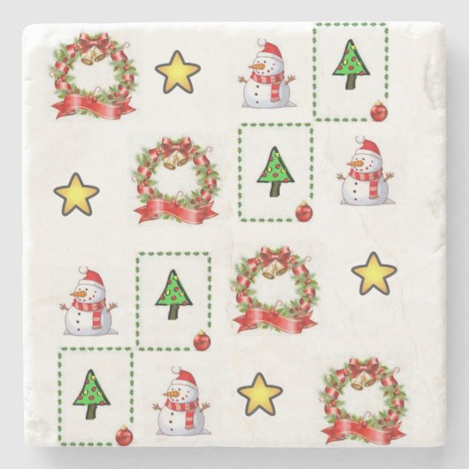 Snowman Marble Stone Untersetzer Weihnachten (Vorderseite)