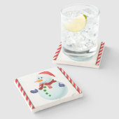 Snowman Marble Stone Untersetzer Weihnachten (Seitenansicht)