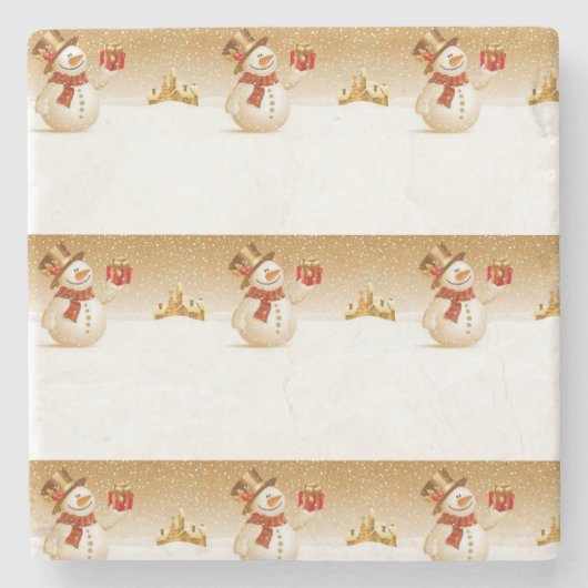 Snowman Marble Stone Untersetzer Weihnachten (Vorderseite)