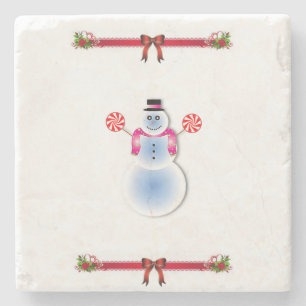 Snowman Marble Stone Untersetzer Weihnachten
