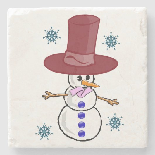 Snowman Marble Stone Untersetzer Weihnachten (Vorderseite)