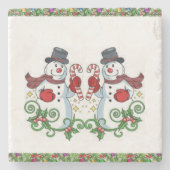 Snowman Marble Stone Untersetzer Weihnachten (Vorderseite)