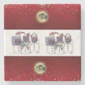 Snowman Marble Stone Untersetzer Weihnachten (Vorderseite)