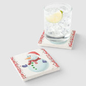 Snowman Marble Stone Untersetzer Weihnachten (Seitenansicht)