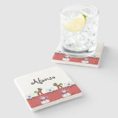 Snowman Marble Stone Untersetzer Weihnachten (Seitenansicht)