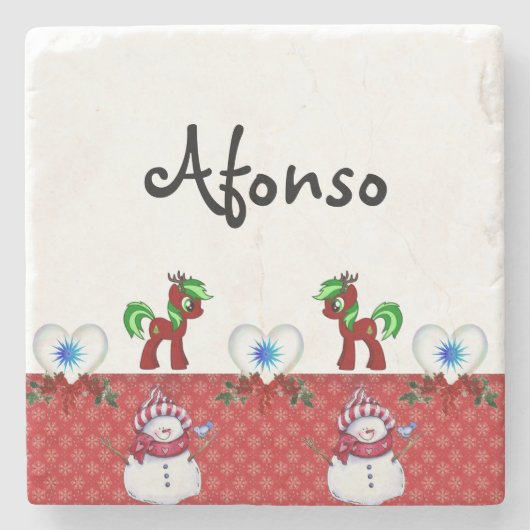 Snowman Marble Stone Untersetzer Weihnachten (Vorderseite)