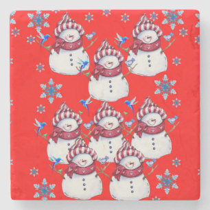 Snowman Marble Stone Untersetzer Weihnachten