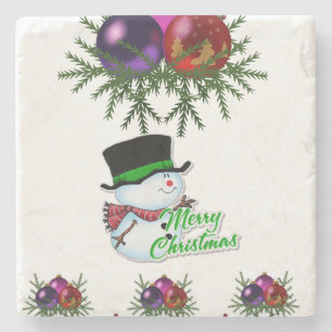 Snowman Marble Stone Untersetzer Weihnachten