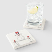 Snowman Marble Stone Untersetzer Weihnachten (Seitenansicht)