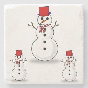 Snowman Marble Stone Untersetzer Weihnachten