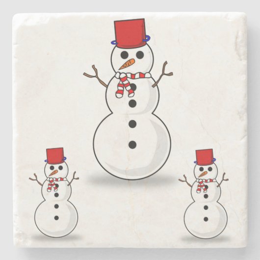 Snowman Marble Stone Untersetzer Weihnachten (Vorderseite)