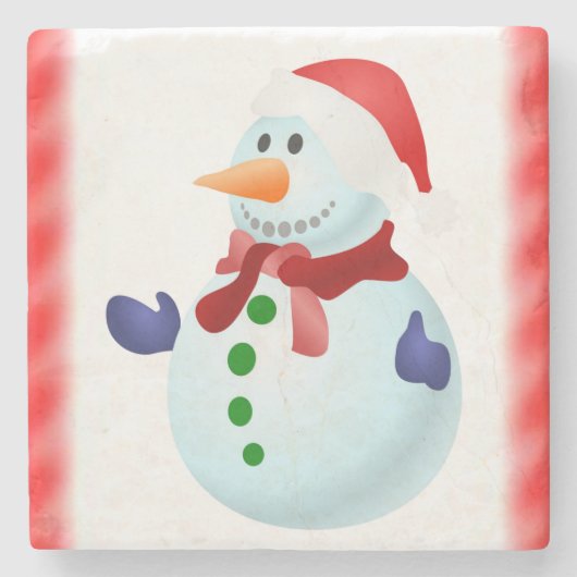 Snowman Marble Stone Untersetzer Weihnachten (Vorderseite)