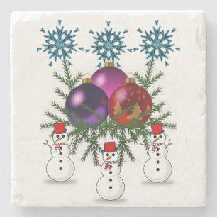 Snowman Marble Stone Untersetzer Weihnachten