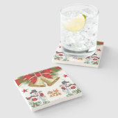 Snowman Marble Stone Untersetzer Weihnachten (Seitenansicht)