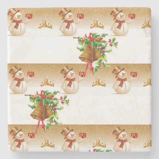 Snowman Marble Stone Untersetzer Weihnachten (Vorderseite)