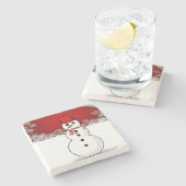 Snowman Marble Stone Untersetzer Weihnachten (Seitenansicht)