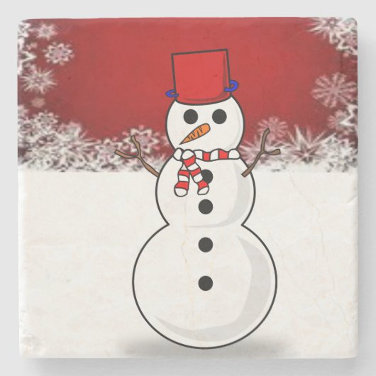 Snowman Marble Stone Untersetzer Weihnachten (Vorderseite)