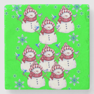 Snowman Marble Stone Untersetzer Weihnachten