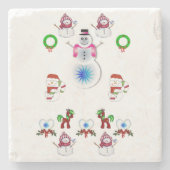 Snowman Marble Stone Untersetzer Weihnachten (Vorderseite)