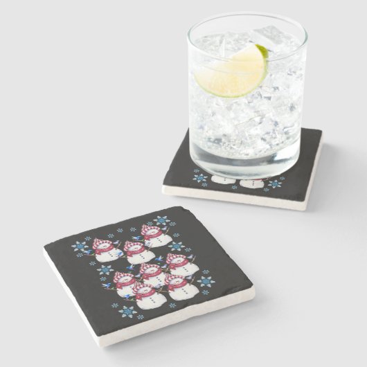 Snowman Marble Stone Untersetzer Weihnachten (Seitenansicht)