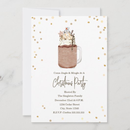 Snowman Mason Jar Milkshake Weihnachts-Party Einladung (Vorderseite)