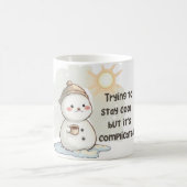 Snowman Melting Over Hot Coffee & Sun Kaffeetasse (Mittel)