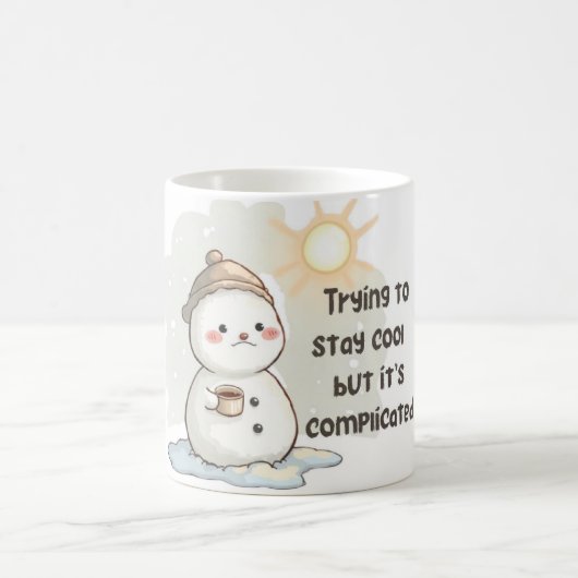 Snowman Melting Over Hot Coffee & Sun Kaffeetasse (Mittel)