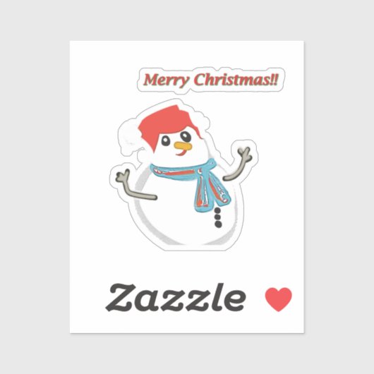 Snowman. Merry Christmas. Aufkleber (Blatt)