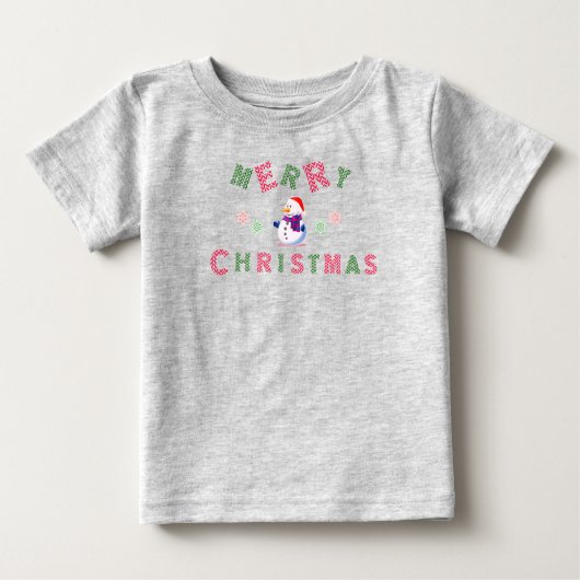 Snowman Merry Christmas Baby T - Shirt (Vorderseite)