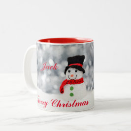 SNOWMAN MERRY CHRISTMAS CUSTOM TASSE