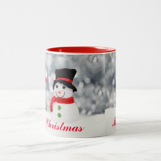 SNOWMAN MERRY CHRISTMAS CUSTOM TASSE (Mittel)