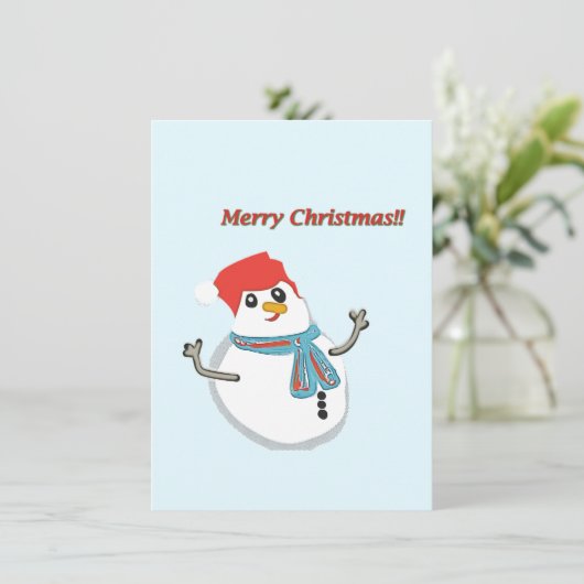 Snowman. Merry christmas!! Einladung (Stehend Vorderseite)