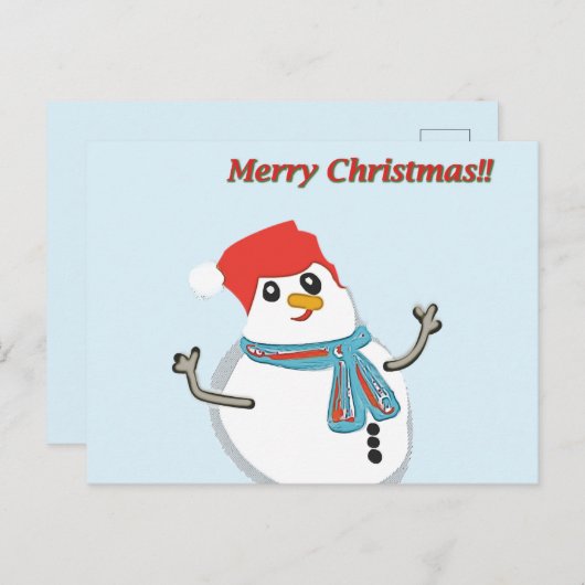 Snowman, Merry Christmas!! Feiertagspostkarte (Vorne/Hinten)