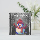 Snowman, Merry Christmas pixelart, Pixel Art Karte (Stehend Vorderseite)